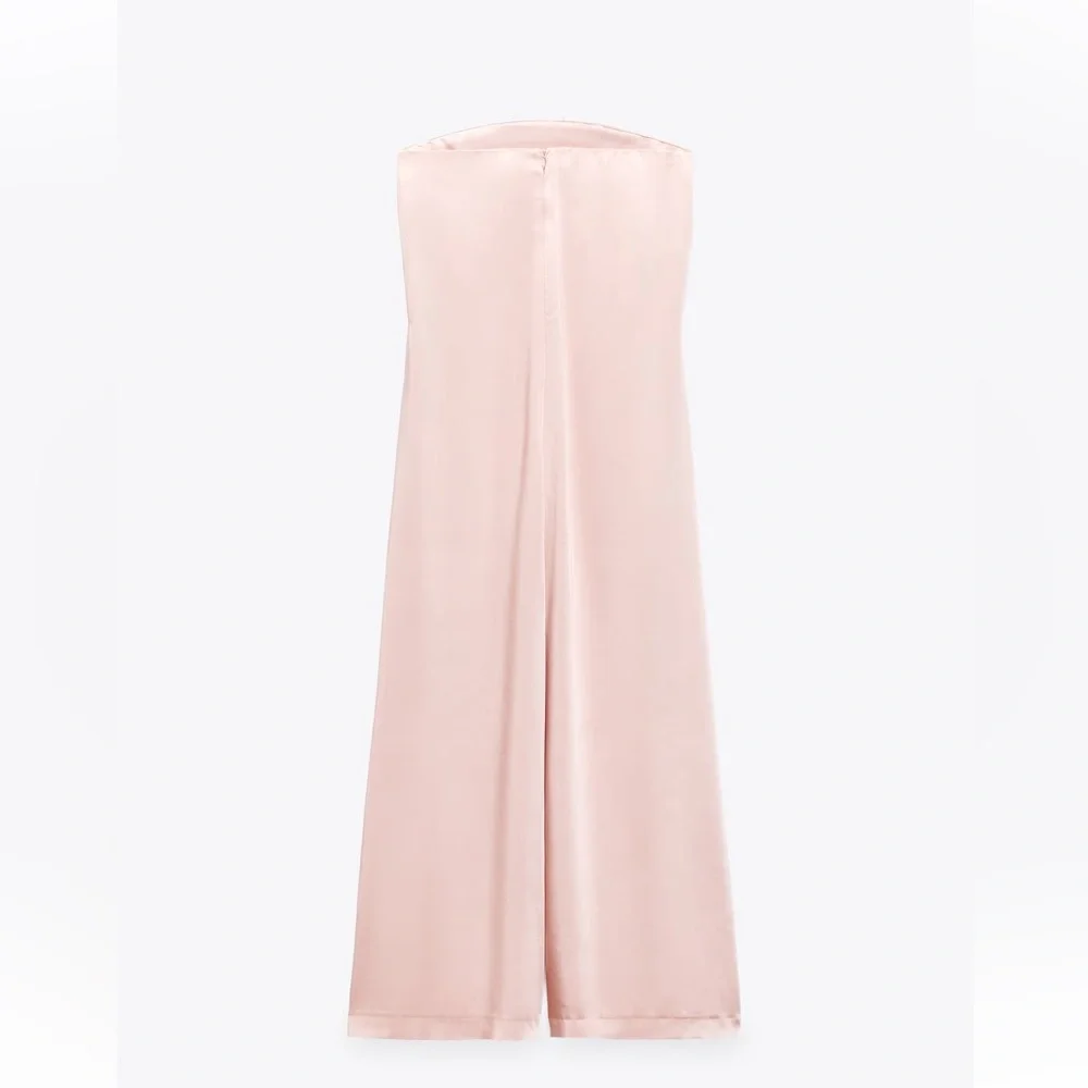 Zara STRAPLESS SATIN EFFECT JUMPSUIT. Pale Pink. Sizes XS, M, L. New with Tags. - Picture 8 of 10